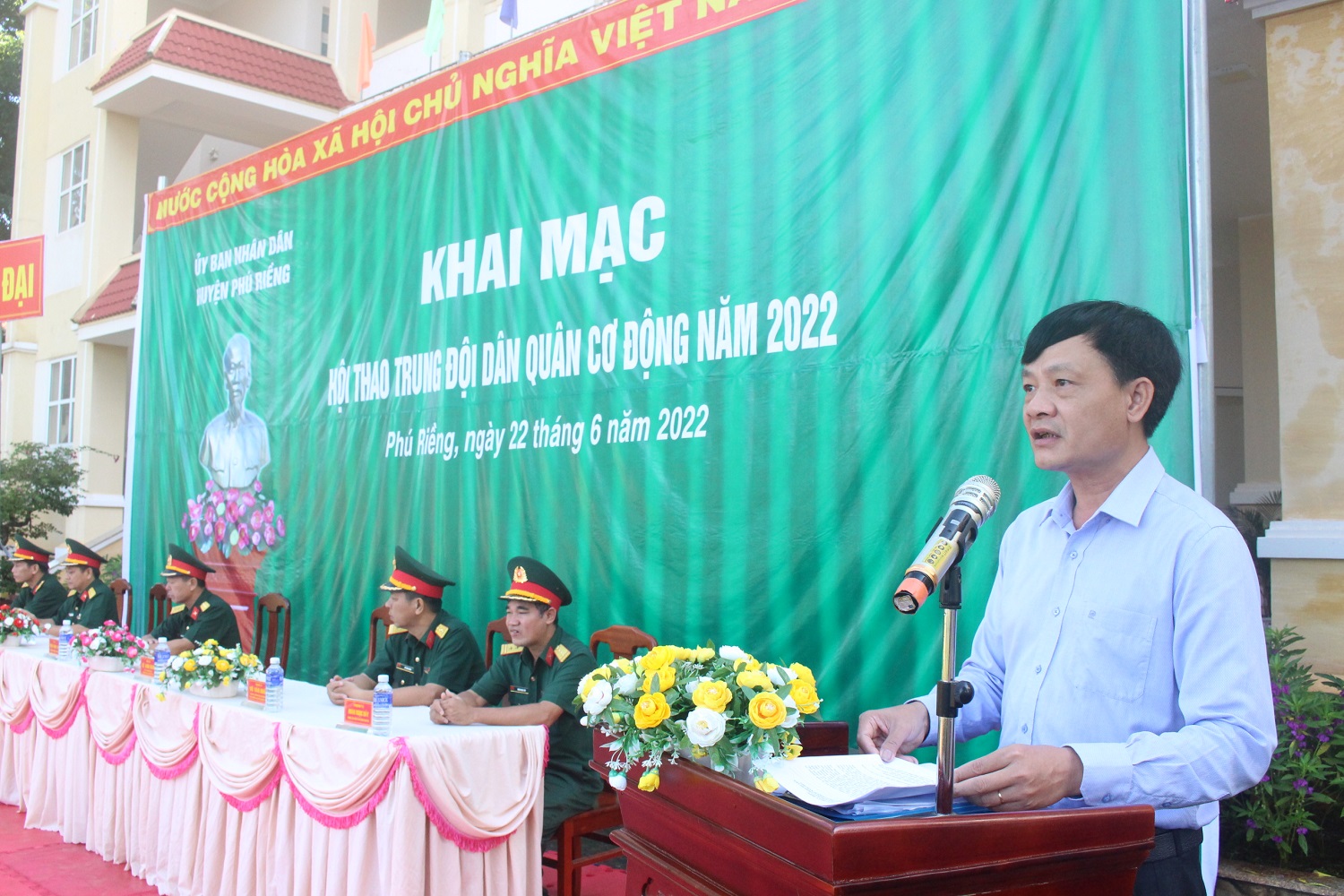 Khai mạc Hội thao Trung đội dân quân cơ động huyện Phú Riềng năm 2022